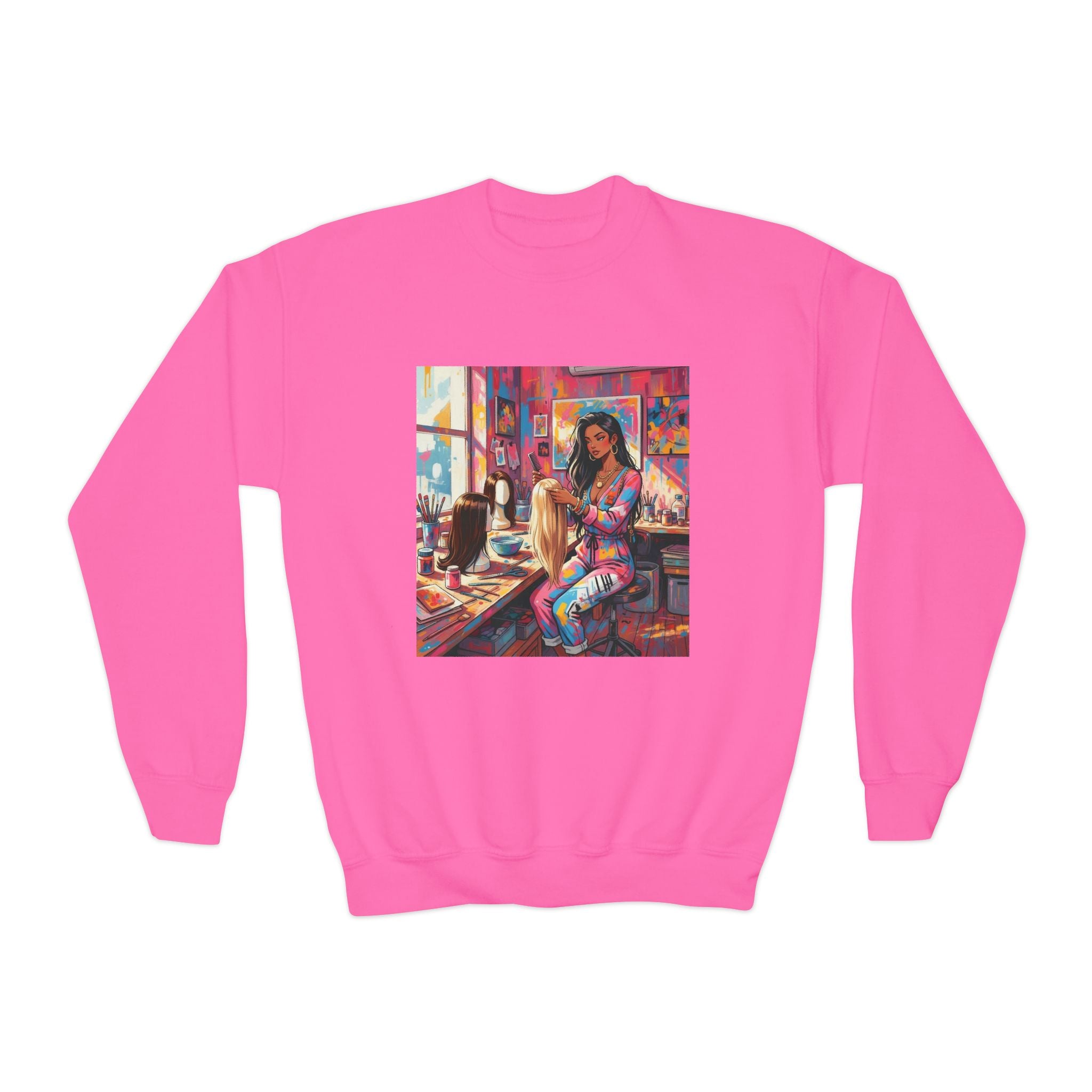 Artistic Youth Crewneck Sweatshirt - Vibrant Design, Cozy Pullover, Perfect for Gift, Chill Days, Art Lovers, Weekend Wear