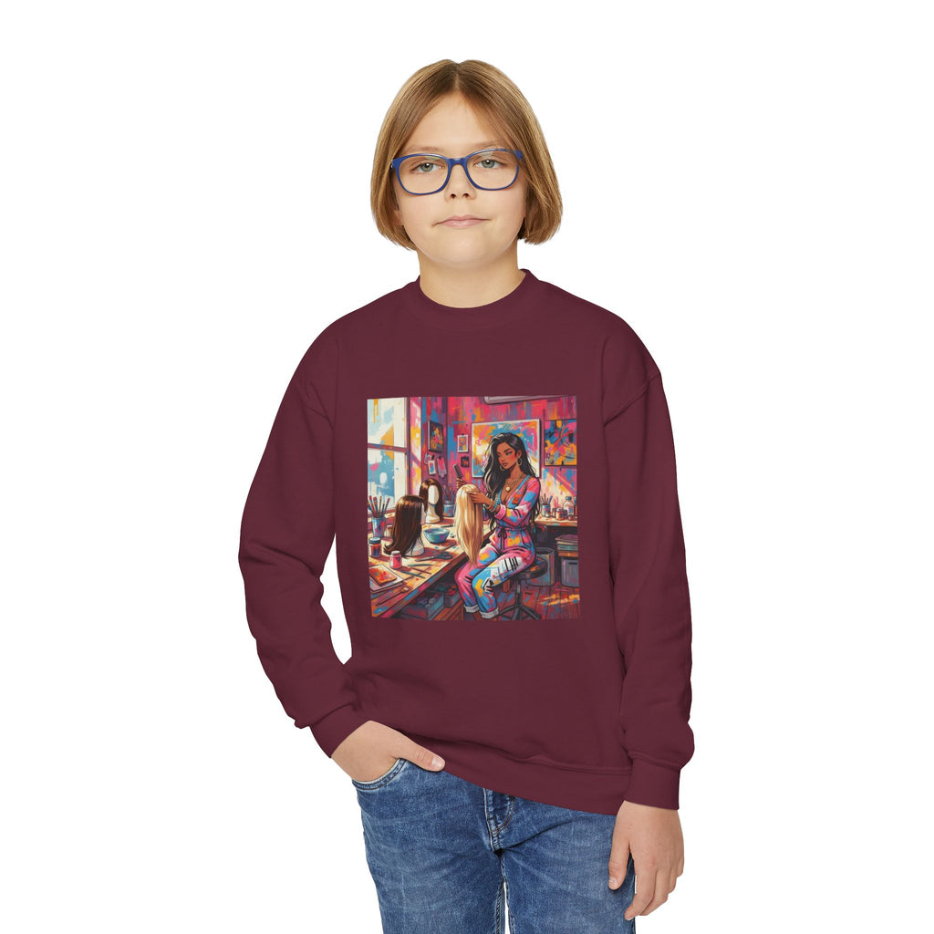 Artistic Youth Crewneck Sweatshirt - Vibrant Design, Cozy Pullover, Perfect for Gift, Chill Days, Art Lovers, Weekend Wear